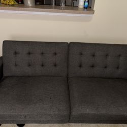 Better Homes & Gardens Porter Fabric Tufted Futon, Gray Linen