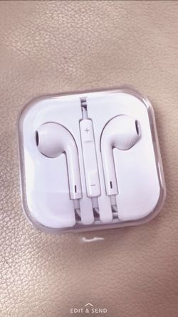 white Apple earbuds