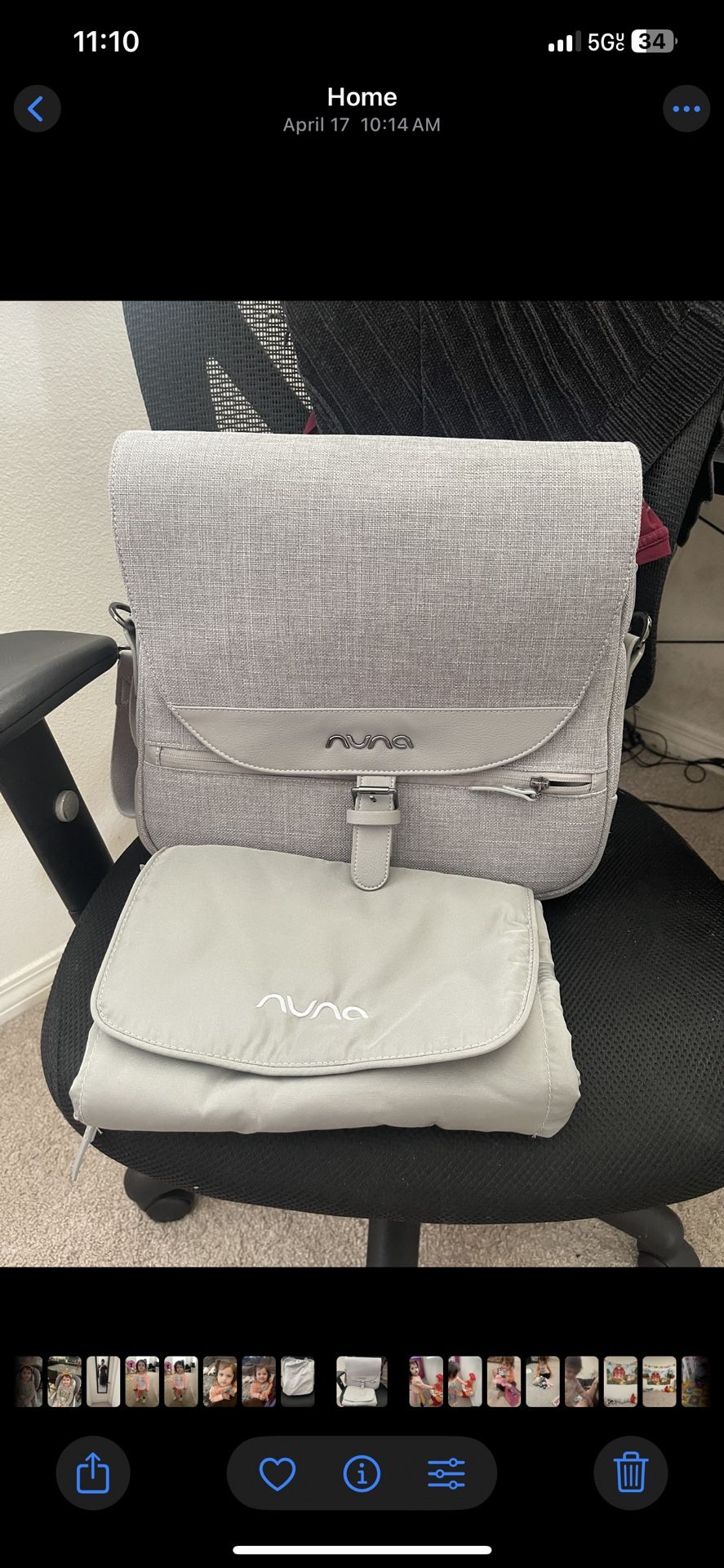 Nuna Diaper Bag With Changing Pad