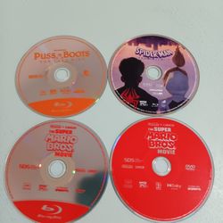 Blu-ray & DVD Disc Lot (Spiderman, Super Mario Bros & Puss In Boots)