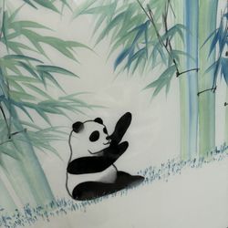Pandas On Silk Watercolors Tri-Pic Poon Tai To