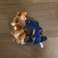 Ty Beanie Boos Kipper Kangaroo Sapphire Dragon