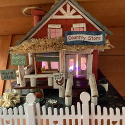 Vintage Dollhouse Retro Tiki Miniature  Farmhouse Country Store  With White Picket Fences