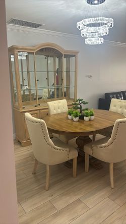 China Cabinet And Wood Table With 4 Comfortable Chairs. Boca Raton