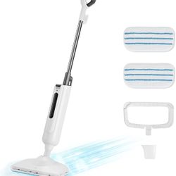 Steam Mop for Floor Cleaning,Lightweight Floor Steamer Cleaner for Hardwood/Tile/Laminate Floors Carpet, 2 Washable Pad,White and Grey New 