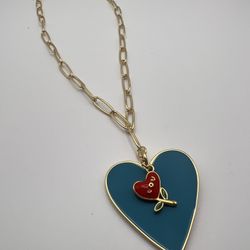  Necklace Blue Red Heart