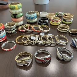 New hinged enameled bangle bracelets, prices vary by width $8 narrow, $9 M, $10 L, $11 XL