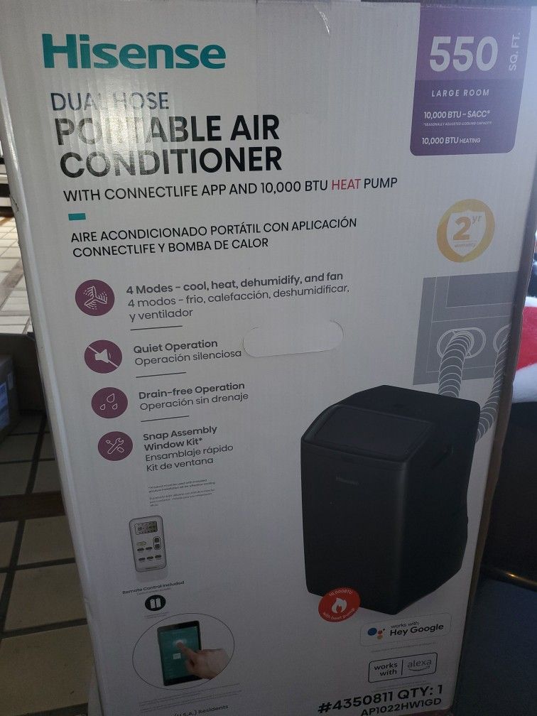 Hisense Dual Hose Portable Air Conditioner Never Used