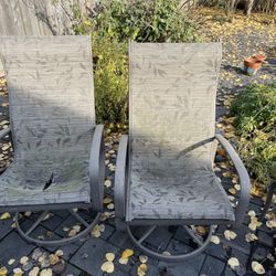 Tropitone Sling High Back Swivel Patio Dining Chairs And Ottoman