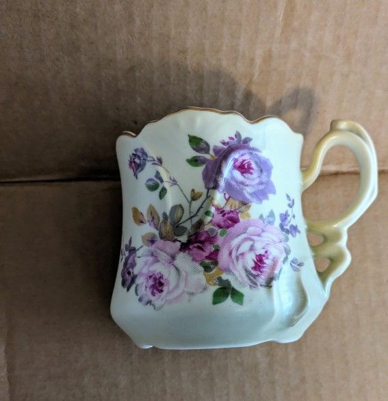 Nippon Porcelain Tea Cup With Tea Bag Strainer Hand Painted 