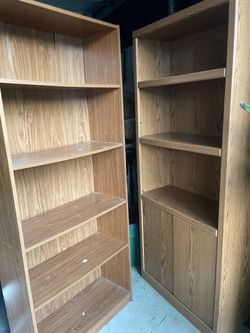 Wooden bookshelves