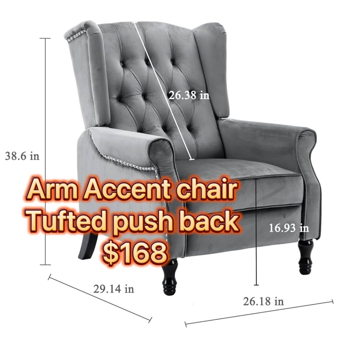 😀 Artechworks Velvet Tufted Push Back Arm Accent Chair Recliner