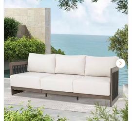 Outdoor Sofa Couch with White Cushion