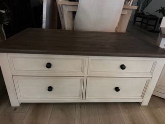 Like New 2 Tone Antique Finish Coffee Table and 2 End Tables