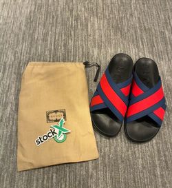 Gucci Web Crossover Slides Red Blue