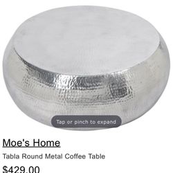 Moe’s Round Aluminum Coffee Table 