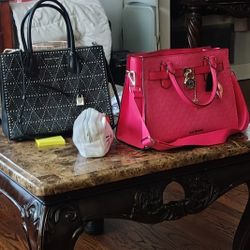 Michael Kors Black And Hot Pink Purse
