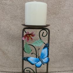  Candle Stand Butterfly Rustic Metal