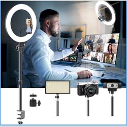 Ring Light for Computer Video Conferencing/Zoom Meeting/Studio-12 '' Desk Ring Light with Mount Stand,Stream Light with 13.5-22.7 in Adjustable Clamp 