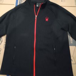 Men's Spyder Constant Full Zip Mid Weight Stryke Fleece, Black/ Volcano 