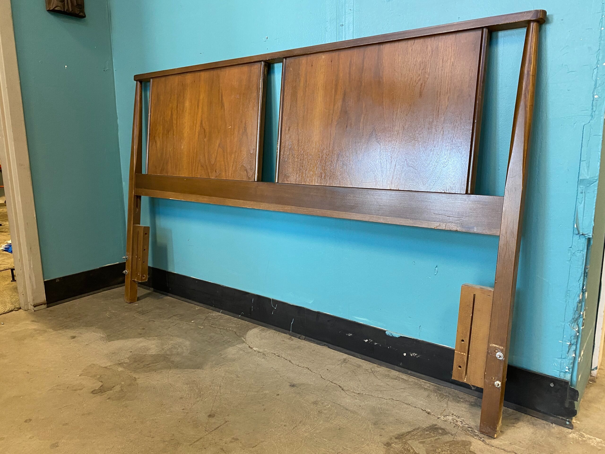 Vintage Mid-Century Modern Queen Sized Wooden Headboard