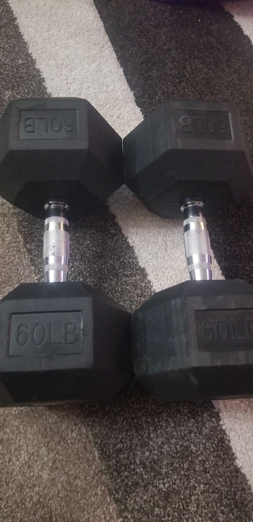 60lbs rubber hex dumbbells