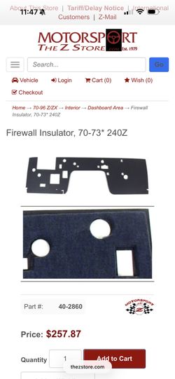 New Datsun 240z Firewall Insulator