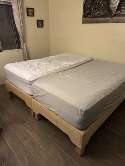 2 Individual Base Wood Bed