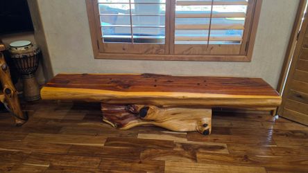 Rustic Live Edge Sedar Coffee Table with Log Base