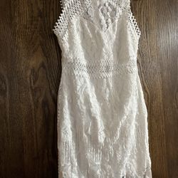 New No Tag White Lace Dress Knee Length Size Small