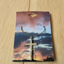 Faith Cross Pendant Necklace 1.75" Stainless Steel Curb Cuban 18" Chain Unisex. Condition is New with tags.