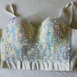 White Multicolor Corset Top!!