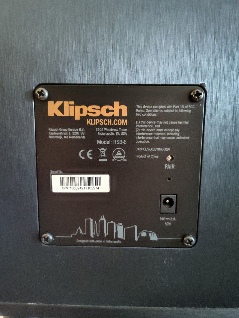 Klipsch RSB-6 Soundbar/Wireless Subwoofer 