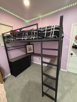 Full Loft Bed with Built In Desk & Storage