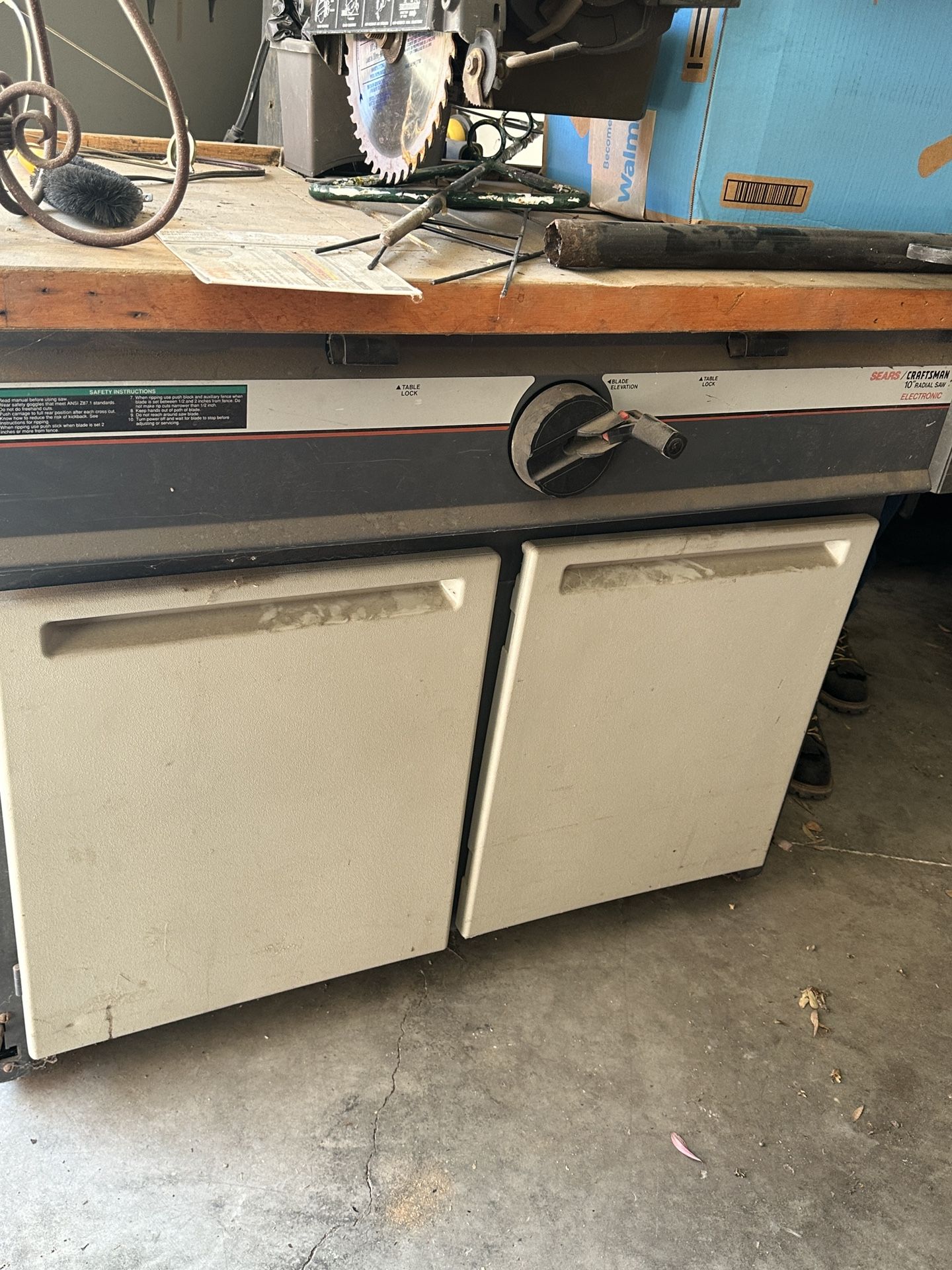 Electronic Radial Arm Saw Craftsman on Large Cabinet