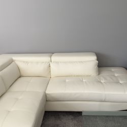 White Faux Leather Sectional 