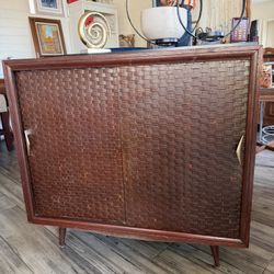 Mid Century Album Record Player, Cabinet 33 Wide 16 1/2 Deep 31 Tall