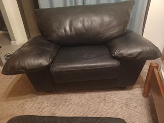 Black Leather Chair and Ottoman 