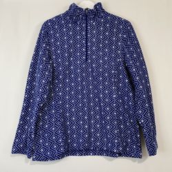 Lands’ End Women’s Classic Fleece Half Zip Pullover Sweater Navy Blue XL NWOT