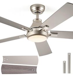Brand New 52" Ceiling Fans with Lights, Black Modern Ceiling Fan with Remote, Farmhouse Indoor/Outdoor Ceiling Fan with Dual Finish Blades, Quiet & St