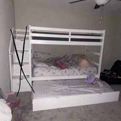 Bunk Bed With Trundle - Steps Or mattresses Not Included 