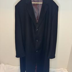 Westport Long Black Wool Blend Overcoat – Cashmere Blend – Unisex XXL – Classic Trench Style