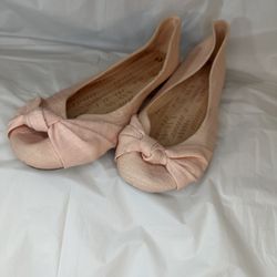 Time and Tru Women's Ballet Flats Pink Bow Detail Size 10 Casual Shoes