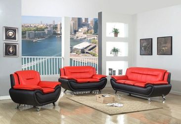 New Red/Black sofa, love seat and chair