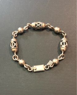 Vintage Sterling Silver Taxco Barrel Chain Bracelet 925