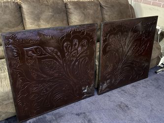 Matching Embossed Wood Wall Panels – 32x32 – Excellent Condition – Set of 2
