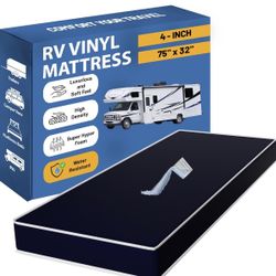 Greaton, 4-Inch Medium Firm Water-Resistance Foam Vinyl Mattress, Easy to Clean, Comfortable & Noise Free, 75" x 32", Blue