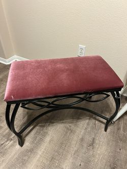 Pink and Black Suede Vanity Makeup Desk Stool