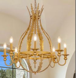 Wellmet Gold Farmhouse Chandelier (29"D X 30"H)