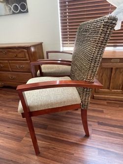 Beautiful COST PLUS dining chair set of 4(four) Wicket Wood Combo : NEW